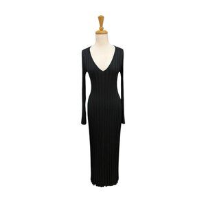 Solai The Label Black Long Sleeve Maxi Dress Size S Small